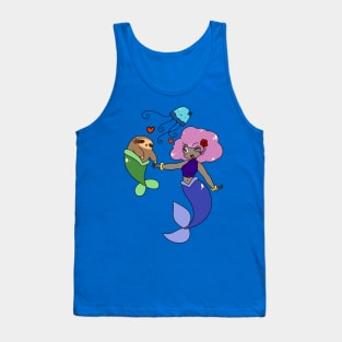 Mermaid Sloth and Jellyfish Tank Top